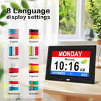 11'' Large Display Digital Alarm Clock for Seniors Date Day of Week Digital Calendar for Elderly Electric Digital Clocks 12 Alarms 4 Colors Desk Clocks Alzheimers Dementia Clock Auto DST/Dimmer
