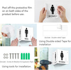Faittoo Restroom Sign, Bathroom Signs, 2 Pack 6 x 8 Inches Acrylic Sign, for Office or Business Bathroom and Toilet Door or Wall Decor, Indoor Outdoor Use, White (Men and women Set)