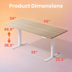 HUANUO Electric Standing Desk, 55 x 24 Inch Height Adjustable Computer Desk with Storage Bag, 4 Height Memory Settings, Sit Stand Up Desk for Home Office, Light Walnut