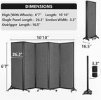 Strongbird Room Partition,Folding Privacy Divider,Office Partition Dividers,Office Dividers Wall, 10'6"W x 6'7"H,Grey