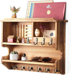 Mutsault Key Holder for Wall, Mail and Key Holder for Home Decor, Key and Mail Holder for Wall with Key Hooks, Brown