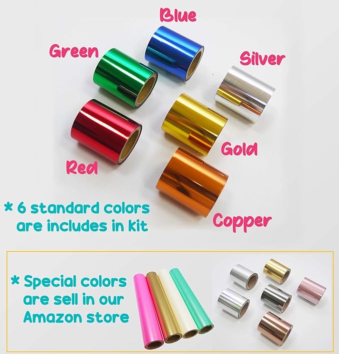 KINGTOOL Hot Foil Embossing Stamping Pen with 6 Rolls Hot Foil Papers, USB Powered (with 4 Nibs) (Red)