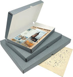 Lineco Folio Storage Box, Clamshell Design with Metal Edge. 18.5x24.5x1.75 Inches, Archival Boxboard, Preserve Photos, Cards, Magazines, Documents, Art, Ephemera, Family Records, Gray, Pack of 2