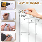 MAKELLO Acrylic Calendar for Wall 32" x 24", Clear White Board Calendar for Office, School, Home, Monthly Whiteboard with Weekly