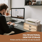Kirigen Drak Wooden Office Storage Drawers Shallow Type - Desktop Filing Organization for Machine Printer Stand (BR, 2-Layer&2 Drawers)