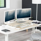 VIVO 36 inch Desk Converter, K Series, Height Adjustable Sit to Stand Riser, Dual Monitor and Laptop Workstation with Wide Keyboard Tray, Light Wood Top, White Frame, DESK-V036KF