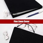Vienrose 3 Ring Binder 1 Inch Round Rings with Linen Fabric Cover, Fits 8.5 x 11 Inch Paper, Durable Organizer for School, Office, Home, Recipes, Black