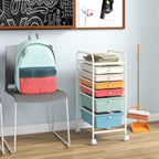 RELAX4LIFE 6-Drawer Rolling Storage Cart - Classroom Organization on Wheels w/Removable Plastic Drawers, Mobile Art Craft Cart for School Paper Home Office, Utility Cart with Drawers (Macaron)