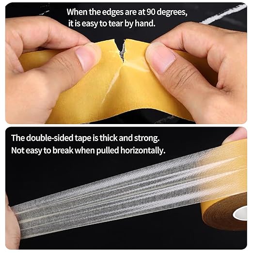 KAIYUER Thin Double Sided Fabric Tape Heavy Duty, 1" x 66 FT,Strong Double Sided Tape for Clothes,Crafts,Walls and Woodworker,No Glue Residue High Stickness Mounting Tape