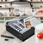 Acrimet 3 x 5 Card File Holder Organizer Box Metal Base Heavy Duty (AZ Index Cards and Divider Included) (Black Color with Clear Crystal Plastic Lid Cover)