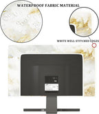 Baocicco White Gold Waterproof TV Display Screen Cover with Abstract Texture Marble Design 37, 38, 39 Inch Television Covers Sleeve Compatible with LCD LED PC Desktop and Home Hanging TV