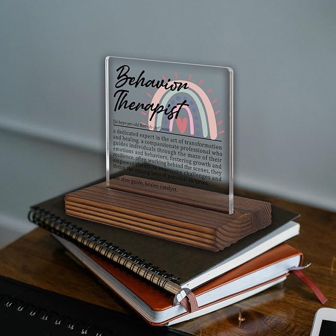 Behavior Therapist Gifts, Thank You Desk Sign for ABA and Mental Health Professionals, Inspirational Appreciation Plaque for Therapy Office Decor and Client Support PA035