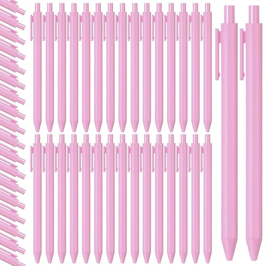 Fulmoon 50 Pcs Ballpoint Pens Bulk Retractable Comfortable Writing Pens Cute Back to School Supplies in Medium Point 1.0 mm for Teacher Student Bridal Shower Baby Shower (Light Pink)