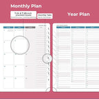 IN-LUXPRO Planner 2026 Daily Weekly and Monthly,11.5"x8.5",12 Months Spiral Bound Calendar Agenda with Self-adhesive Pen Holder,2026 Appointment Book with Vegan Leather Soft Cover,Rose Red