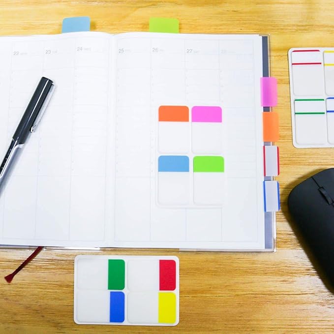 KICNIC Sticky Tabs 1 Inch, 720pcs Book Tabs, Colored Page Markers Self Adhesive, Repositionable Note Tabs for Documents, Books, Paper, Notebooks, Filing and Folders [36 Sets, 10 Colors]