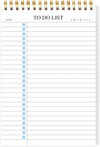 To Do List Notepad, Undated Daily Planner Notepad with To Do List Notebook Checklist Planner Spiral Waterproof Notepad for Office Supplies, School Planner, Blue, 52 Sheets, 5.5"*8.3" A5 Size