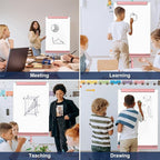 TSJ OFFICE Rolling Whiteboard Standing - 40 x 26 Inches Magnetic Mobile White Board with Stand, Height Adjustable Dry Erase Board on Wheels with Paper Clamp on Top, Pink