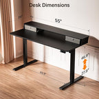 Kingant 55 x 24 Inch Electric Standing Desk with Dual Drawers, Height Adjustable Sit to Stand Computer Desk with Storage Shelf and C-Clamp Mount Compatibility for Home Office, Black