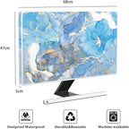Baocicco Baby Blue Gold Marble Waterproof Computer Monitor Dust Cover 26, 27, 28 Inch Modern Monitor Accessories Laptop TV LCD Fashion Screen Monitor Decoration for Tablet Home Office Computer