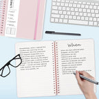 Lined Spiral Journal Notebook, A4 Spiral Notebook, 8.5''×11'' 100GSM Thick Paper Spiral Bound Journaling Notebooks for Work, School, Women, College Ruled Spiral Notebook for Note Business, Pink