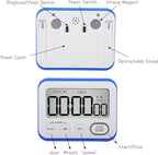 Digital Kitchen Timer Magnetic Loud Alarm, Large LCD Screen Silent/Beeping Multi-Function for Teachers Classroom Kids, Blue