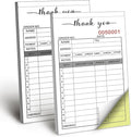 6 Pack Thank You Receipt Book, 3.4x5.5" Handheld 2-Part Carbonless Sales Invoice Book, Invoice Pad with Cardboard for Small Boutique Business, (50 Sets)