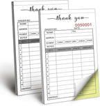 6 Pack Thank You Receipt Book, 3.4x5.5" Handheld 2-Part Carbonless Sales Invoice Book, Invoice Pad with Cardboard for Small Boutique Business, (50 Sets)