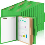 Skyygemm 60 Pcs Classification Folders Letter Size, 2 Divider Pressboard File Folders with 3. 5 Inch Expansion, 2 Prongs Fastener, Heavy Duty Office File Organizers for Teachers, Medical (Green)