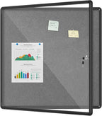 Mifuro 38"x38" Enclosed Bulletin Board, Lockable Weather-Resistant Aluminum Cork Noticeboard for School & Office, Black Frame w/Grey Flet