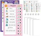 2PCS Magnetic Visual Chore Chart for Kids, Schedule Checklist for Kids, Kids to Do Task (1 Morning Checklist Boards, 1 Bedtime Checklist Boards) (Pink)