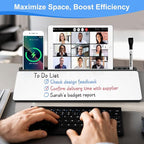 Desktop Glass Whiteboard with Storage, Desk White Board with Computer Keyboard Stand, White Dry Erase Board with Drawers for Home, School, Office Desk Organizers and Accessories