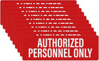 Anobell 10 Pack Authorized Personnel Only Sign Self Adhesive 9 × 3 Inch Waterproof Peel Stick Red Vinyl Safety Sticker for Business Warehouse Office Vehicle
