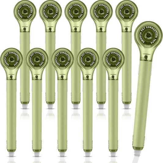 10 Pack Correction Tape Pen Correctional Ink Tape Push Pull Protective, Easy to Use Applicator for School Office Supplies, 0.2 x 236 Inch (Green Color)