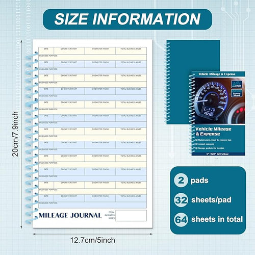 2 Pcs Auto Mileage & Expense Log Book for Car Taxes Vehicle Maintenance Expense Track Record Notebook Small Business Gas Miles Log Book for Driver 5 x 7.87 Inch(Novelty,Vivid Color)