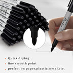 Thenshop 160 Pack Black Permanent Markers Bulk - Fine Point Permanent Marker Quick Drying Waterproof Pens for Doodling Writing Marking Classroom Work on Wood Metal Stone Glass, Office School Supplies