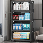 UAMFURI Extra Large Stackable Storage Bins with Lids & Wheels & Door, 208QT-52QT/13GAL*4Pack Foldable Collapsible Closet Organizers, Plastic containers drawers for bedroom Dorm