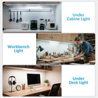 maylit Under Cabinet Lighting Plug in, 4 Pcs 14 Inch Linkable Ultra Bright LED Light Bars, Renter Friendly Lamp, Wired Indoor Lights for Kitchen Cabinet, Counter, Workbench, Desk, Shelf, Cool White