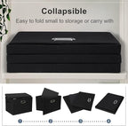 Graciadeco Large 17" 36 Quart Collapsible Stackable Storage Bins with Lids, 1 Pack Black Foldable Fabric Closet Storage Boxes with Lids, 4 Handles Heavy-duty Linen Cube Baskets for Bedroom