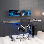 VIVO Large Computer Tower Desktop ATX-Case, CPU Steel Rolling Stand, 7.8 to 14 inch Wide Adjustable Mobile Cart Holder with Locking Caster Wheels, Gaming PC Holder, Black, CART-PC01L