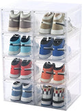 KEFA 8 Pack US 15 XXL Clear Shoe Storage Boxes Stackable, Shoe Organizer Clear Plastic Shoe Boxes, Shoe Case