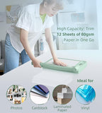 Firbon 12" Guillotine Paper Cutter, Heavy Duty 12-Sheet Capacity Trimmer for Cardstock, Photos, Scrapbooking, Office, Classroom, Studio (Morandi)
