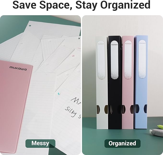 MUKAWA 1 Inch 3 Ring Binder, D-Ring Binder Holds 250 Sheets, PP Cover with Writable Spine Label, Lay-Flat Design, Letter Size 8.5x11, Lightweight for School, Office & Home Organization, 2 Pack, Black