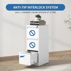 FLIXELIO 3 Drawer File Cabinet with Lock,Metal Vertical Filing Cabinets for Home Office,Heavy Duty File Storage Cabinet for Letter/Legal/A4/F4 Size File,Assembly Require (White, Vertical 3 Drawer)