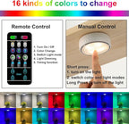 Onumii LED Puck Lights Battery Operated LED Under Cabinet Lighting Wireless Stick on Tap Lights with Remote Controll Color Changing Timer Function for Cabinets, Shelves, Closets - 6Pack White