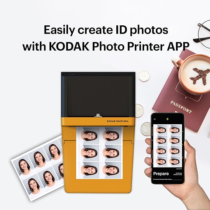 KODAK Dock ERA Plus 4PASS Instant Photo Printer (4x6) (Printer + Initial 10 Sheets + 80 Sheets + Accessories)