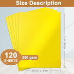 Silunkia 120 Sheets Solar Yellow Shimmer Cardstock 8.5 x 11 Crafts Paper, 250gsm/92lb Premium Glossy Paper Card Stock for Cards Making, Greeting Cards, Wedding Invitations, Menus