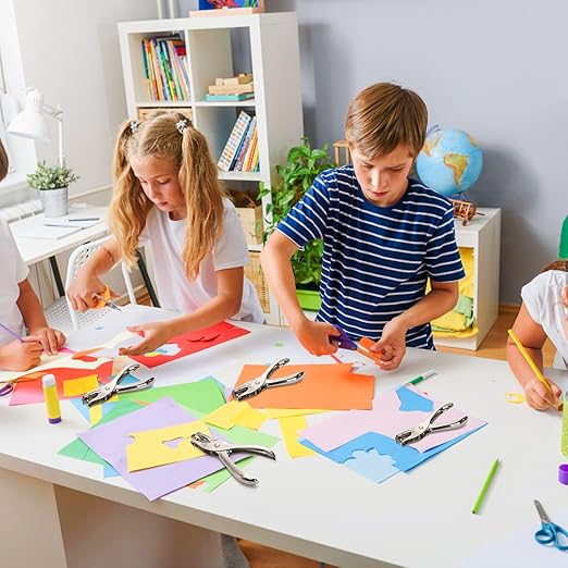 Jucoan 24 Pack Single Hole Punch,1/4 Inch Small Hole Punch, Metal Handheld One Hole Paper Puncher for Tags Tickets Home Office School Craft, 8 Sheets Capacity, 6 mm