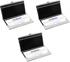 Stephanie Imports Set of 3 Slim & Minimalist Metal Business Card Holder Unisex Case (Silver Ridges)