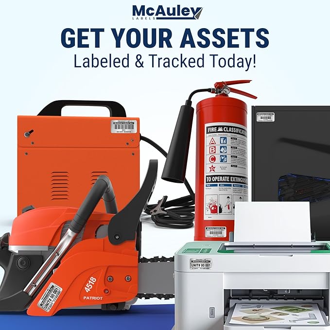 McAuley Labels Custom QR Code Stickers - Numbered, Permanent, Adhesive Asset Tags for Equipment - Heavy Duty Metalized Polyester, Stronger Adhesive - 2x1 Inches