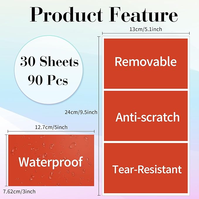 STARLIBOO Removable Colored Labels Stickers, 3X5 Inch Removable Large Label Stickers for Moving Boxes and Storage Bins- Waterproof- Tear Resistant (Red)